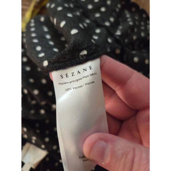 Sezane Rayan jumpsuit black white polka dots short sleeves button size 36 (US 4) - Picture 5 of 5